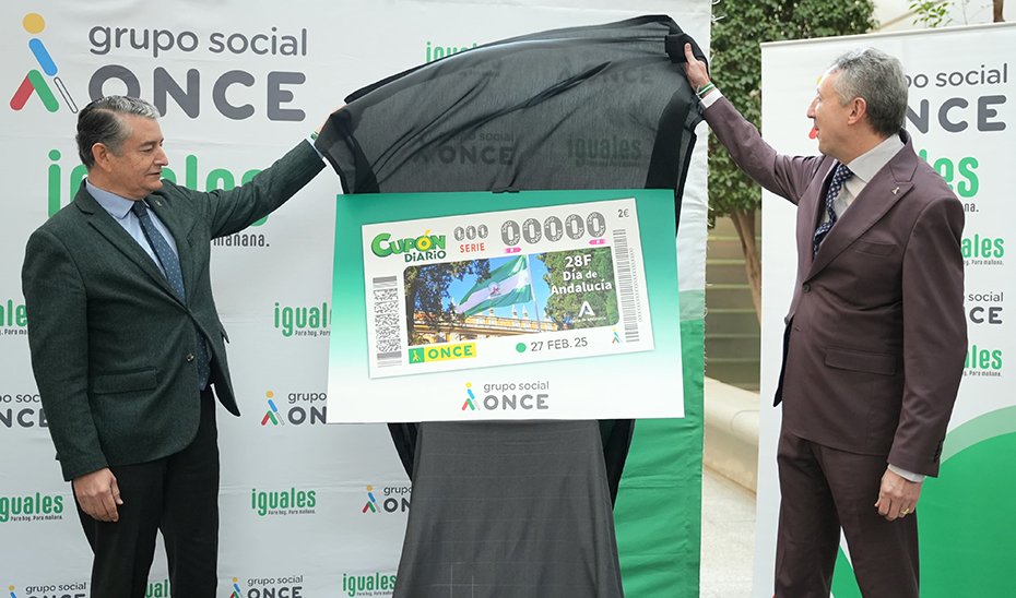 Presentación del cupón conmemorativo del Día de Andalucía por la Junta de Andalucía y la ONCE