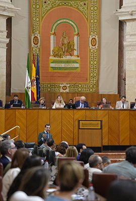 The Andalusian President, during a moment in the parliamentary question time.