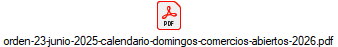 Establecimiento del calendario de domingos y festivos para apertura comercial en el a�o 2026.