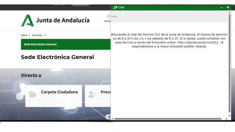 El chat del servicio 012 de la Junta supone el 16,3% de las consultas en 2024.