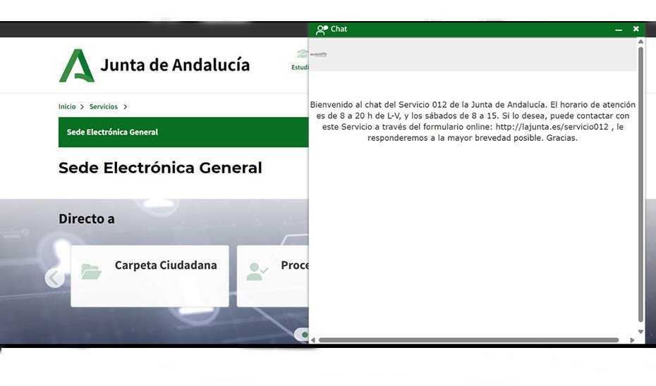 El chat del servicio 012 de la Junta supone el 16,3% de las consultas en 2024.
