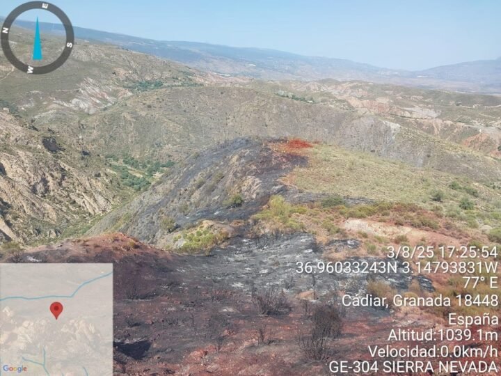 El incendio forestal en Cádiar, cerca de Yátor, Granada, está estabilizado.