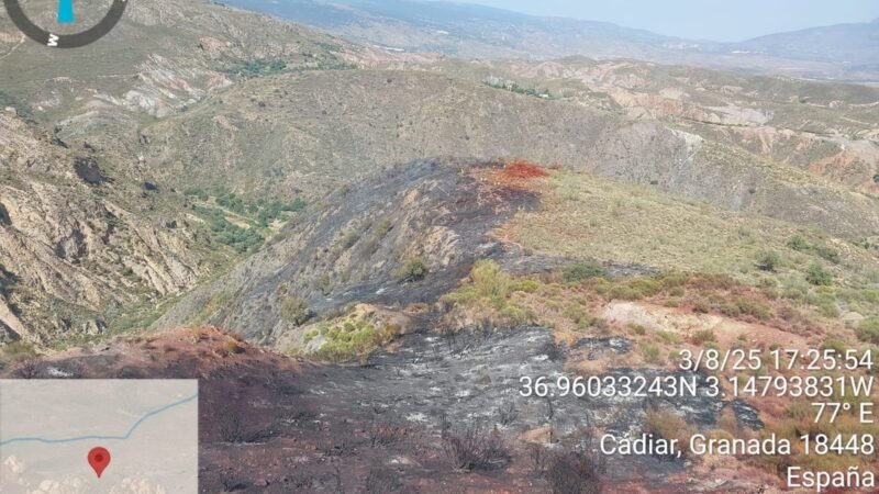 El incendio forestal en Cádiar, cerca de Yátor, Granada, está estabilizado.