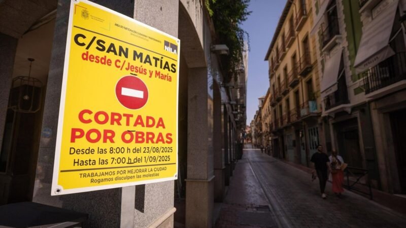 Renovación del pavimento en la calle San Matías para mejorar accesibilidad y seguridad.